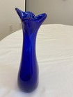 Cobalt Blue Vase Vintage Flared Ruffled Rim 8 Inch