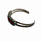 Vintage Southwest Sterling Silver 925 Turquoise Coral Row Cuff Bracelet 23g