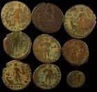 Lot Of 9 Roman Coins From The Late Empire  8 Ae2 Maiorinas   1 Ae4  To Identify