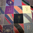 Antique Crazy Quilt Hand Stitched Embroidered Unique Embroidery Large 75 X 82