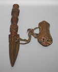 Real Rare Nice Tibet 19th Century Old Antique Buddhist Carved Wood Phurba Amulet