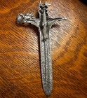 Vintage Jonette Jewelry  jj  Pewter Brooch Dragon Sword Wizard Pin