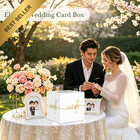 White Wedding Card Box With Gold Foil Design 8 7in Gift Card Holder Party Decor