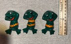 1970   s Vintage Ceramic Macrame Beads Craft Or Jewelry - Lazy Frog Lot Of 3