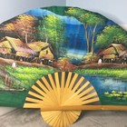 Vintage Oriental Hand Painted Fan Decorative Wall Hanging Art