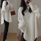 Oversize Loose Round Neck Long Sleeves Knitted Baggy Sweater Jumpers Tops Womens