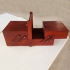 Wooden Foldable Sewing Box Thread  Sew Basket Jewelry Boxes For Storing9898