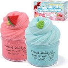 Delightful 2 Pack Cloud Slime With Watermelon   Mint Charms - Stress Relief Toy 