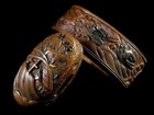 Fuchi Kashira Wave Plover Nara School Japanese Sword Fitting Edo Antique  no Box