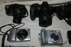 Defective Lot Of 12 Digital Cameras Nikon  Canon  Panasonic W 1 Lens Please Read