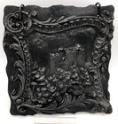 Antique French Cast Iron Plate Early 1900 s Low Relief Castle