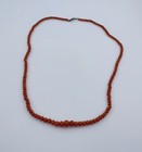 Antique Reddish Orange Coral Small Beaded Silver Clasp Necklace 19   