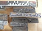 Lot Of 13 Vintage Wood Metal Letterpress Print Blocks Signatures And Businesses