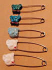 Vintage Novelty Diaper Cloth Pins Bears 2 25  Set Of 5 Safety Pins