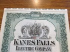 Kanes Falls Electric Company  Gold Bond Certificate Lot Aq