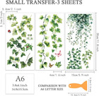 3pcs set Plant Insects Rub On Transfers For Furniture And Crafts 6x12 Inch Plant