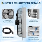 24  30  Wall Exhaust Fan  Auto Aluminum Shutters  3500 Cfm 110v 5ft Cord