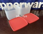 Tupperware Freezer It Square Rounds 800ml Container Set Of 2 Coral Red New