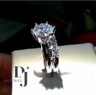 Bridal Set Moissanite Engagement Ring Solid 14k White Gold 2 50 Carat Round Cut