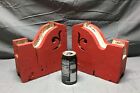 Antique Pair Wood Corbel Porch Brackets Shabby White Red Vtg Chic Old 857-22b 
