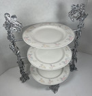 Arthur Court  3-tier Grape Dinner Plate Caddy Buffet Stand Aluminum Serveware