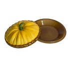 Vintage Ceramic Pumpkin Pie Dessert Plate With 12  Lid Round Made In Portugal