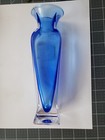 Vintage Antique Classic Circa 1930 s Crystal Blue Art Glass Vase See Description