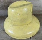 1940s European Hat Block Plaster Cork Wood Yellow Fedora Trilby Style Hat