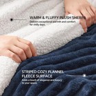 Sherpa Fleece King Size Blanket Super Soft   Warm Striped Fleece  Cozy Plush