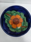 Vintage Hand Painted Mexican Art Pottery Porcelain Sunflower Soup Bowl Colorful