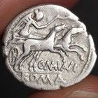 Roma Head Fourree Denarius 153bc Ancient Roman Republic Coin Victory Chariot