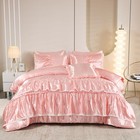 Silk Like Pink Full Comforter Set With Satin Sheet Set Satin Bed In A Bag Lux   