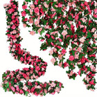 9pcs 8 2ft Artificial Silk Flowers Garland Fake Rose Vines Wall Hanging Plants
