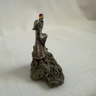 Vintage Pewter Wizard Figurine Crystalball Iron Pyrite Base Fantasy Art 90s 3 5 