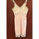 Vintage Unbranded Full Slip Dress Coquette Balletcore Pink Lace Trim Rosebud