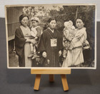 Antique vtg Medium Sized Photograph Of Japanese Women   Babies Early 1900s