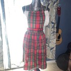 Christmas Tartan Plaid Full Bib Cotton Apron White Ruffle Red Chef 1986 Avon Usa