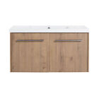 36  Plywood Floating Wall Mounted Bathroom Vanity Cabinet With Resin Sink Doors