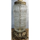 Vintage Brass Diamond Cut Crystal Glass Table Lamp Night Light Hollywood Regency