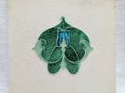 Antique 6 Inch  Art Nouveau Tile Cream Green  Blue Good Condition Blue Tulip
