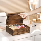 Large Wooden Keepsake Box  Vintage Storage Box With Hinged Lid  Decorated