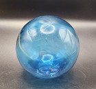 Vintage Handblown Blue Glass Fishing Float - Authentic Japanese Net Buoy   