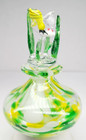 Vintage Blown Art Glass Perfume Bottle Yellow Flowers Bee Floral Stopper