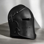 Medieval Black Crusader Helmet   Gothic Knight Helmet   Handmade Steel Great Hel