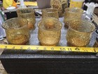 Vintage Mcm Amber Bark Textured Rocks Glasses - Set Of 6 - Lowball Whiskey