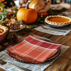 Harvest Plaid Cloth Napkins - Set Of 12 Pure Cotton Dinner Napkins