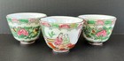 Chinese Export Famille Rose Medallion Tea Bowls Cups Hand Painted Set Of 3