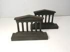 Vtg Cast Iron Green Tone Greek Parthenon Temple Column Architectural Bookends