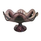 Vintage Mcm Viking Epic 6 Petal Amethyst Purple Glass Compote Pedestal Bowl Htf 