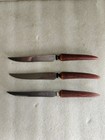 3 Vintage Crown Crest Carving Knifes From Sheffield England